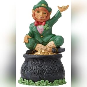 Jim Shore Leprechaun Youre My POT OF GOLD Green and Black Figurine 6" 2022 Euc